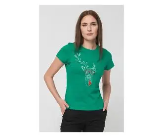 Bluzë femrash PEGAS Ladies T Shirt Family Of Deer, XS, jeshile