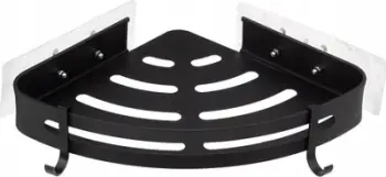 Raft qoshe dushi 5five Corner Shower Shelf Adhesive Stick Blackalu, alumini, me ngjitës, i zi