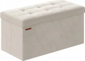 Kutinë ulëse Songmics, 110x38x38 cm, me hapësirë ruajtjeje, krem e bardhë