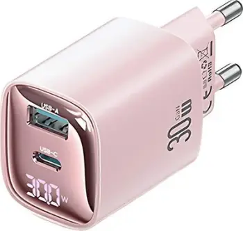 Karikues rrjeti USAMS CC229, 30W GaN, USB C USB A, rozë