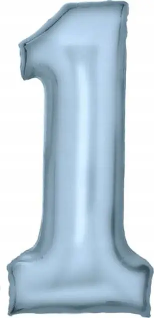 Balonë folio numër 1, 86cm, pastel blu satine