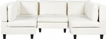 Kolltuk këndor modular U-shape, 5 vende, me puf, bezhë e çelët