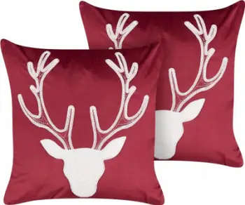 Set jastëkë dekorativ Velvet, 45 x 45 cm, motiv dreri, të kuq
