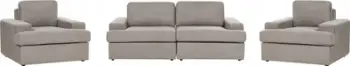 Set dhome dite Beliani Alla, 5 ulëse, material tekstili, ngjyrë taupe