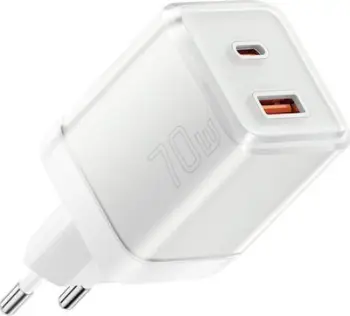 Karikues rrjeti Essager Yueqi 70W GaN, USB C USB A, i bardhë
