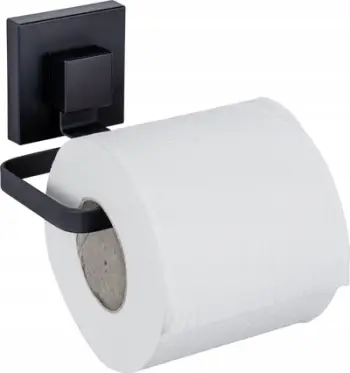 Mbajtëse letre higjienike Wenko Vacuum-Loc Quadro, montim pa shpim, inox, e zezë