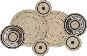 Dekor muror Atmosphera Boho, rrathe kashte, 115 x 72 cm, bezhë