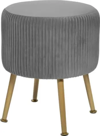 Pouf lounge Atmosphera Solaro, Ø35cm, këmbë metalike ari, gri