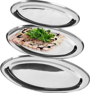 Set tepsish servirëse inox, 3 copë, ovale, argjendi