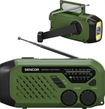 Radio portative Sencor SRD 1000SCL, panel diellor, sirenë emergjence, gri