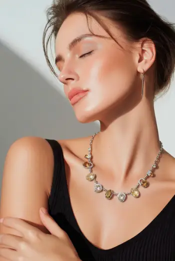 Set Elegant Qafore & Byzylyk me Kristale Champagne