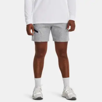 Shorta Under Armour Unstoppable Fleece për meshkuj, Mod Grey Black, madhësia S