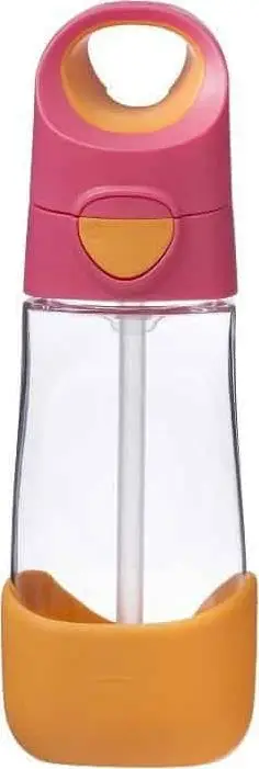 Shishe uji për fëmijë B.Box Strawberry Shake, me pipë, 450ml, rozë portokalli