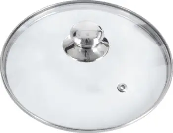 Kapak tenxhere xhami me kornizë çeliku, valvul avulli, transparent