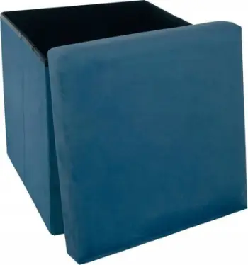 Puf palosës Atmosphera Tess Velvet, me hapësirë ruajtje, kadife, blu