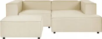Divan këndor Beliani APRICA, modular, 2 ulëse me tabure, bezhë
