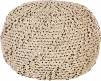 Tabure pouf Beliani PRIENE, pambuk, 50x35 cm, bezhë