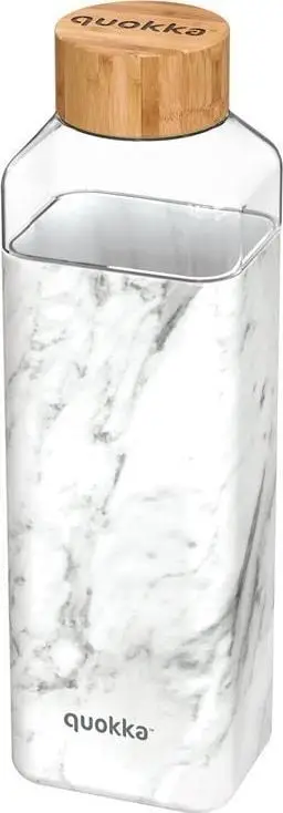Shishe uji Quokka Storm Marble Glass, 700ml, xham borosilikat, e bardhë