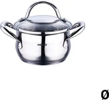 Kaserolë Bergner Stainless Steel, çelik inox, me kapak, argjendtë