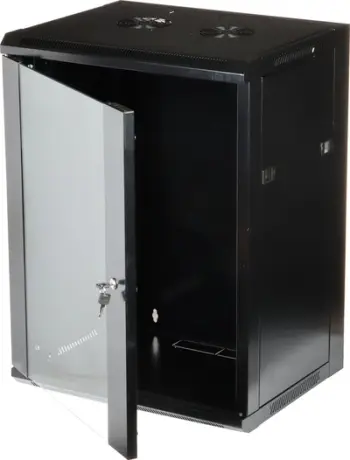 Kabinet muri për rrjet Eprado R19 15U 450, 19", derë xhami, i zi