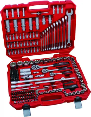 Set çelësa tubi Dedra 216 copë CrV, 1/2", 1/4", 3/8", gri