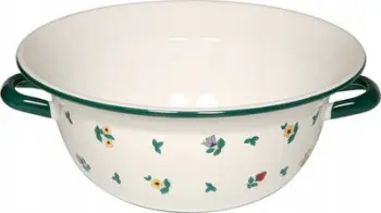 Tas emajl Gmundner Keramik Streublumen, 28 cm, me doreza, i bardhë me lule