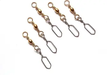 Kapëse rrotulluese për peshkim Okuma Norwegian Snap Swivel, madhësia 4, bronz, 8 copë