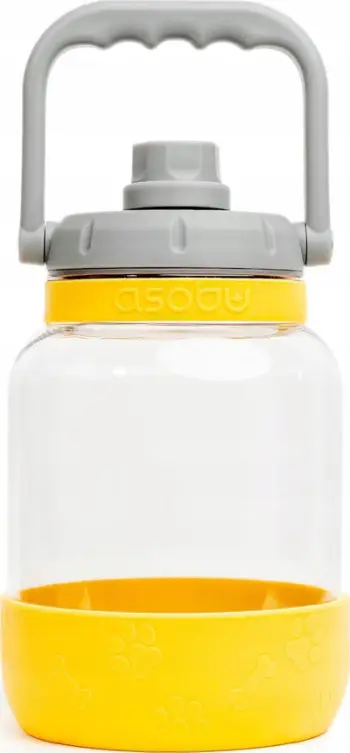 Shishe uji për qen Asobu The Barkley Tritan, 1.5L, tas i ndashëm, mustard