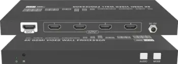 Video wall processor Vivolink VLVW1X4, 4K në hyrje, 4 dalje HDMI, i zi