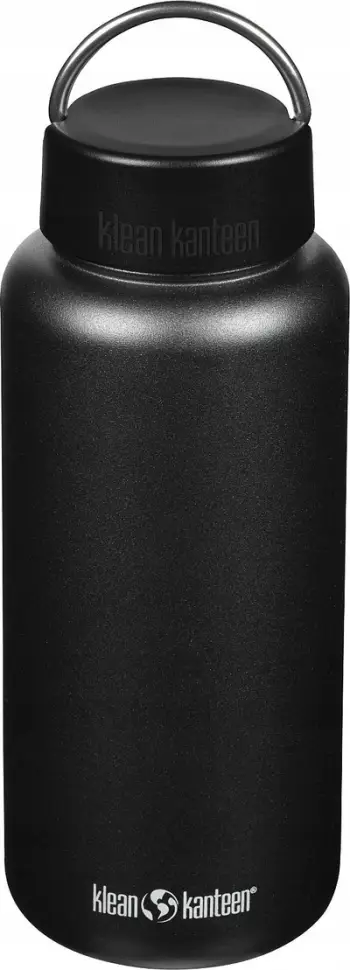Shishe uji Klean Kanteen Wide, 40oz 1.18L, kapak Loop, e zezë