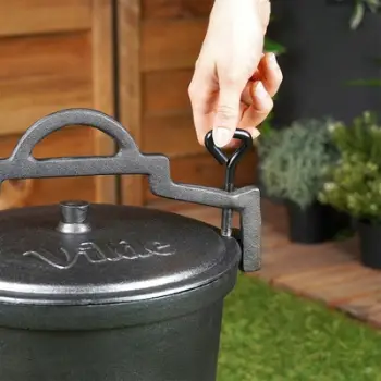 Tenxhere gize me këmbë Kinghoff, 10L, me kapak, e zezë