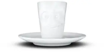 Filxhan espresso me pjatë FIFTYEIGHT Tasty Face, porcelan, i bardhë