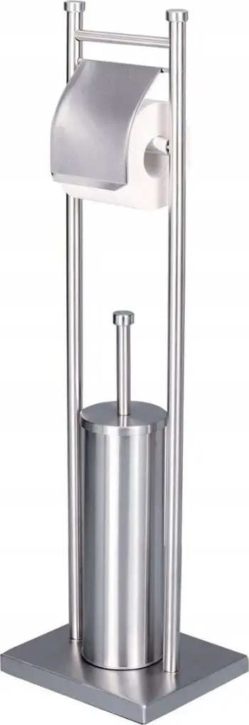 Mbajtës letre tualeti Zeller Present 18414, çelik inox, me furçë tualeti, argjendtë