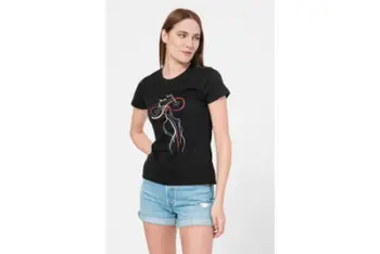Bluzë T shirt për femra, me mëngë të shkurtra, pambuk, e bardhë