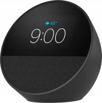Orë alarmi smart Amazon Echo Spot, ekran me Alexa, zë i fuqishëm, e zezë