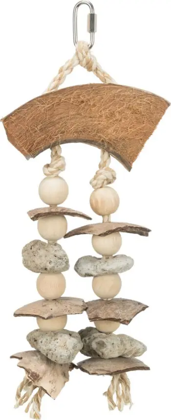 Lodër varëse për zogj Trixie Natural Coconut Seashells, 35 cm, natyrale
