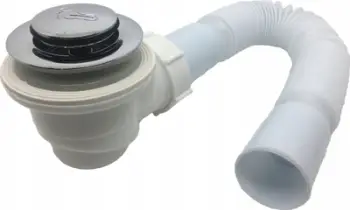 Sifon dushi me tapë pop up, zorrë fleksibile, plastikë e bardhë, kapak krom