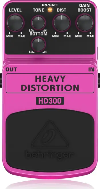 Pedal distortion Behringer HD300 Heavy Distortion, për kitarë elektrike, rozë
