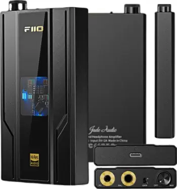 Amplifikator portativ për kufje FiiO JadeAudio, DAC Hi-Res, DSD256, i zi