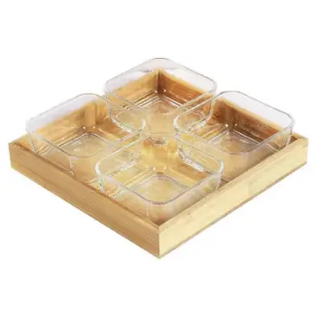 Tabaka druri me 4 enë qelqi për servirje Qelq transparent . UNIMIKS