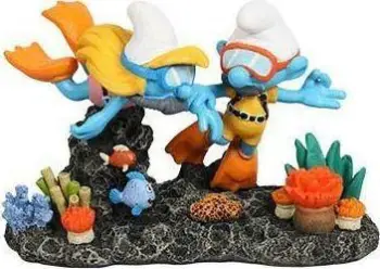 Dekor akuariumi Aqua Della Underwater Smurfs Divers, rrëshirë poliestre, shumëngjyrësh