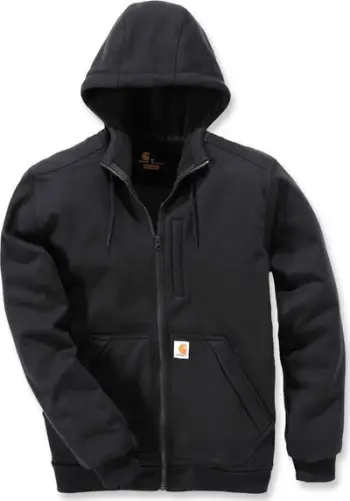 Bluza Carhartt Wind Fighter Relaxed Fit, mesatarisht e trashë, me kapuç, e zezë