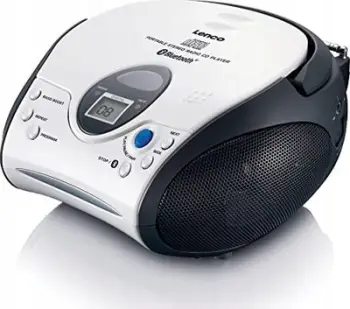 Radio CD portative Lenco SCD-24BT, Bluetooth, FM, bardhë e zezë