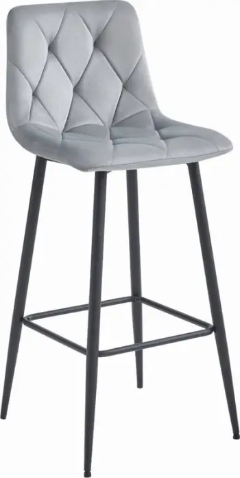 Karrige bari Loft High Velour, set 2 copë, kadife, gri argjend, këmbë të zeza