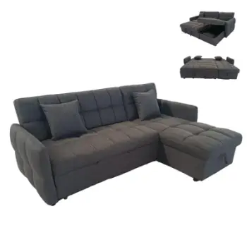 Kënd divan krevati Nezu HM3294.01, 213x145cm, i kthyeshëm, gri