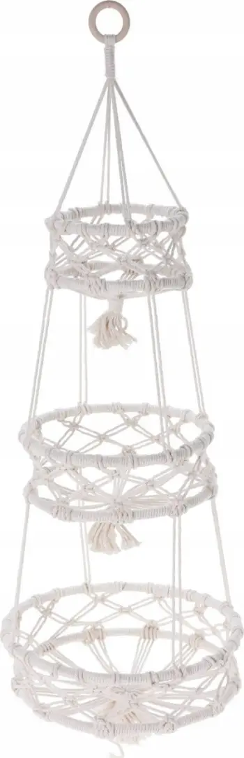 Varëse makrame potash Flowerpot Triple, për 3 vazo, 30x85 cm, bezhë