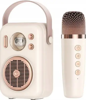 Altoparlant Bluetooth Soundpeats Hi-sing, portativ karaoke, me mikrofon wireless, beige