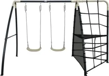 Set luhatëse kopshti AXI metalik, 2 ulëse, rrjetë ngjitjeje, antracit dhe krem