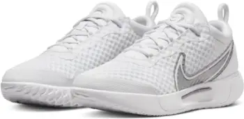 Atlete tenisi NikeCourt Zoom Pro White Metallic Silver për femra, madhësia 39, të bardha me ngjyrë argjendi