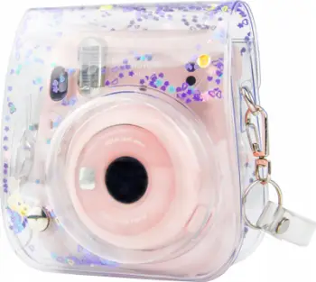 Kuti mbrojtëse LoveInstant për Instax Mini 11, transparente me sekuina lejla
